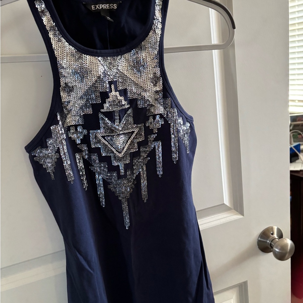 Express Women's Navy Sequin Dress
